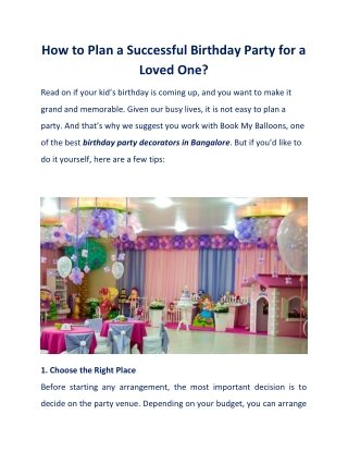 Why to Hire Birthday Party Decorators in Bangalore?