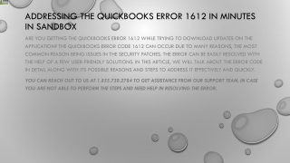 Easy way to tackle QuickBooks Error 1612