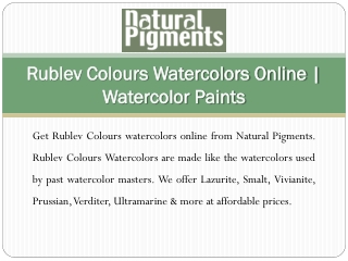 Rublev Colours Watercolors Online | Watercolor Paints