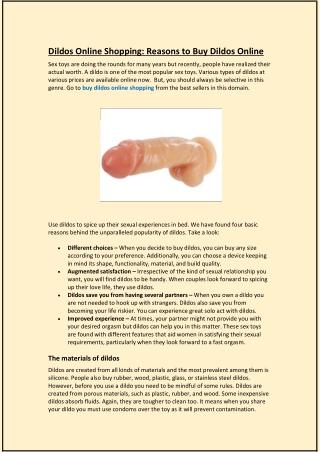 Dildos Online Shopping: Reasons to Buy Dildos Online