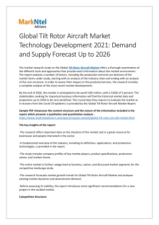 Global Tilt Rotor Aircraft Market Analysis, 2021