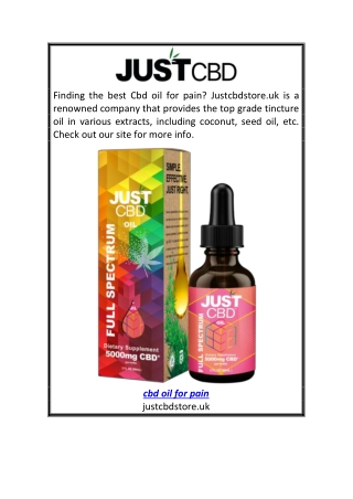 Cbd Oil For Pain | Justcbdstore.uk