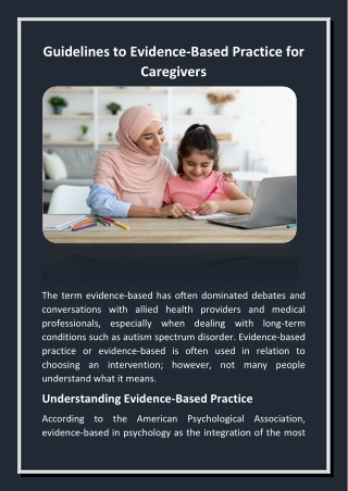 Guidelines to Evidence-Based Practice for Caregivers