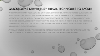 Best way to quickly resolve QuickBooks Server Busy Error