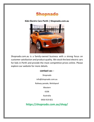 Kids Electric Cars Perth