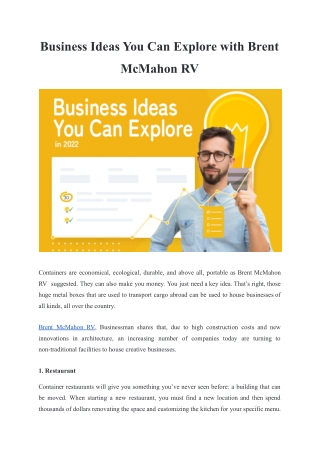 Business Ideas You Can Explore