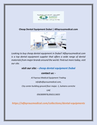 Cheap Dental Equipment Dubai