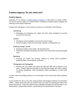 Creative Agency: Do you need one?