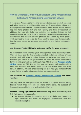 How To Generate More Product Exposure Using Amazon Photo Editing And Amazon Listing Optimization Service