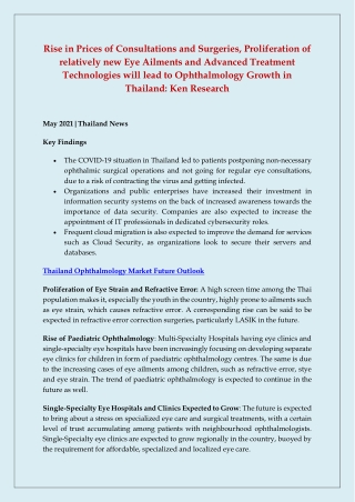 Thailand Ophthalmology Market 2022 Upcoming Trends, Industry Size, Demand 2022
