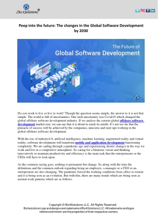 Peep into the futureThe changes in the Global Software Development by 2030