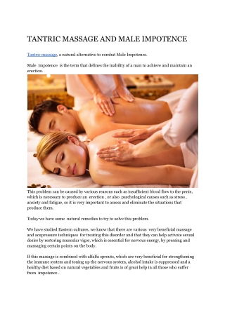 Tantric Massage & Male Impotence |Secret Tantric