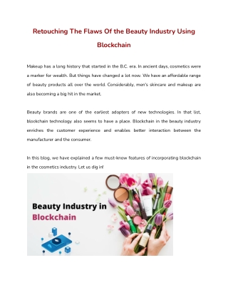 Retouching The Flaws Of the Beauty Industry Using Blockchain