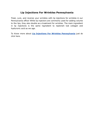 Lip Injections For Wrinkles Pennsylvania