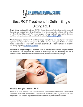Best RCT Treatment In Delhi | Single Sitting RCT
