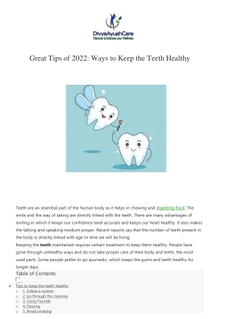 Great Tips of 2022 Ways to Keep the Teeth Healthy