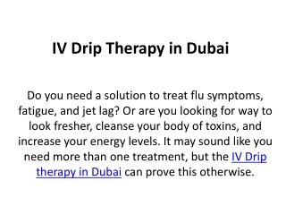 IV Drip Therapy in Dubai