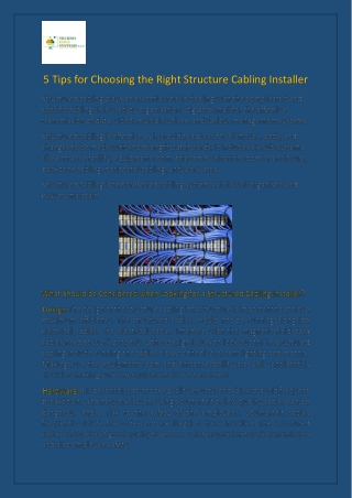 5 Tips for Choosing the Right Structure Cabling Installer