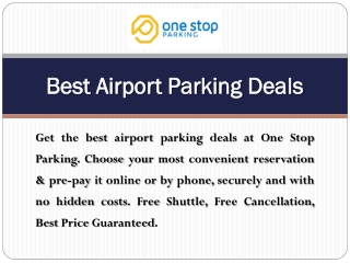 Best Airport Parking Deals – One Stop Parking