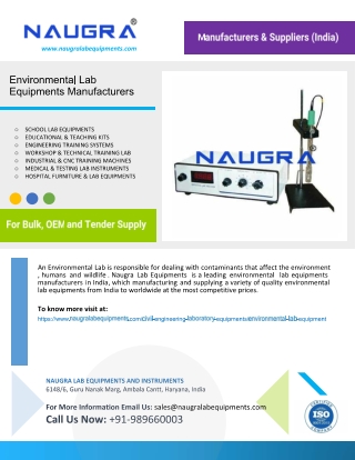 Environmental Lab Equipments Manufacturers