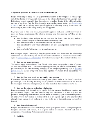 when to let go of a relationships