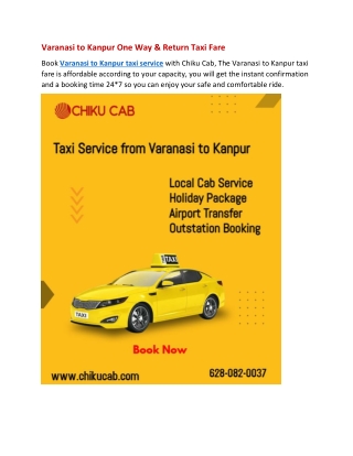 Varanasi to Kanpur One Way