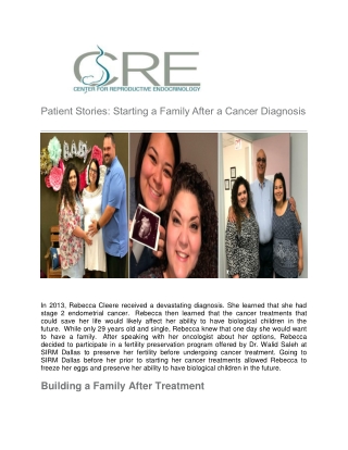 Patient Stories on Fertility Preservation,  SIRM Dallas, Texas,  Center for Reproductive Endocrinology