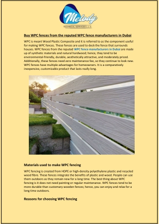 Buy WPC fences from the reputed WPC fence manufacturers in Dubai