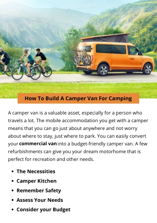 How To Build A Camper Van For Camping