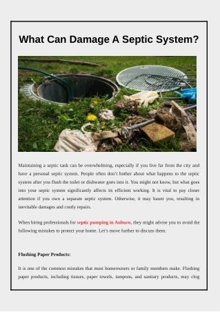 What Can Damage A Septic System?