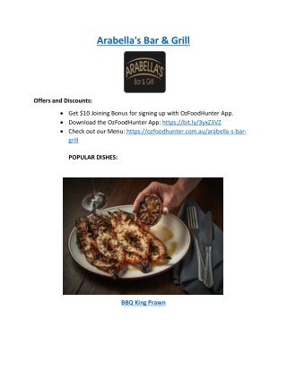 $10 off - Arabellas Bar and Grill Smeaton Grange, NSW