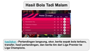 Hasil Bola Tadi Malam - Hasilskor