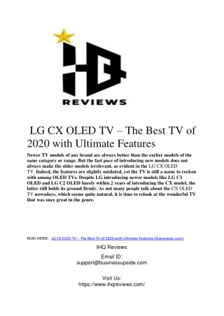 LG CX OLED TV – The Best TV of 2020 with Ultimate Features