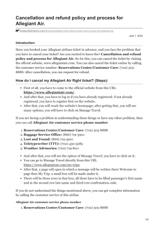 Allegiant Air Cancellation policy