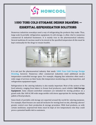 1000 Tons Cold Storage Design Drawing — Essential Refrigeration Solutions