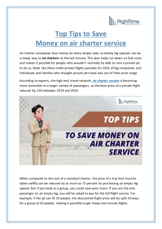 Top Tips to Save Money on air charter service