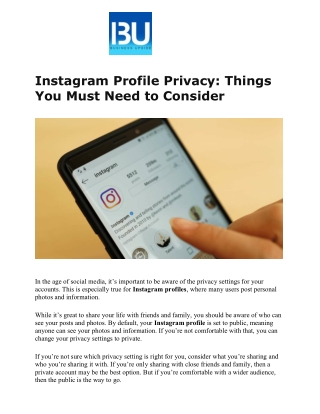 Instagram Profile Privacy things You Must Need to Consider