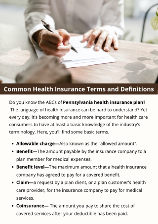 Common Health Insurance Terms and Definitions