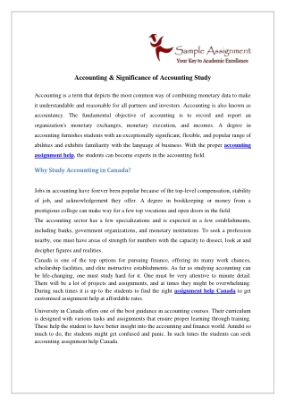 Accounting & Significance of Accounting Study