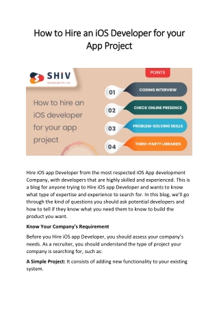 How to hire an iOS developer for your app project