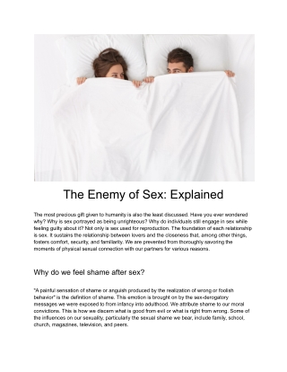 The Enemy of Sex Explained