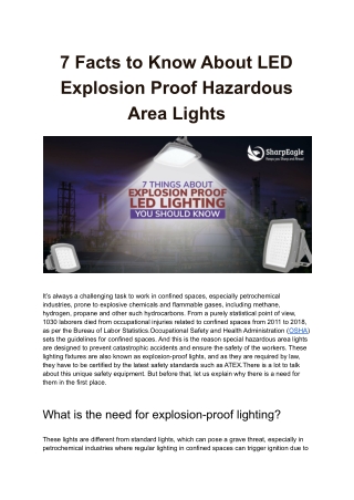 7 Facts to Know About LED Explosion Proof Hazardous Area Lights