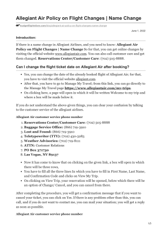 Allegiant Air Flight Change Policy