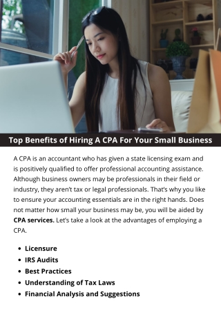 Top Benefits of Hiring A CPA For Your Small Business