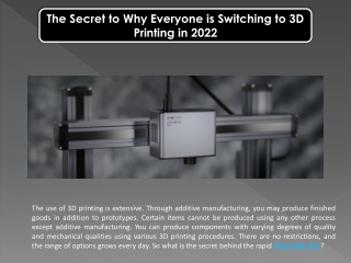 The Secret to Why Everyone is Switching to 3D Printing in 2022