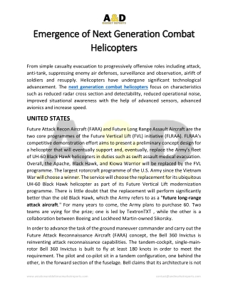 Next Generation Combat Helicopters