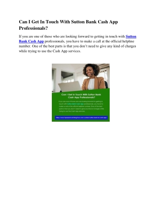 Can I Get In Touch With Sutton Bank Cash App Professionals?