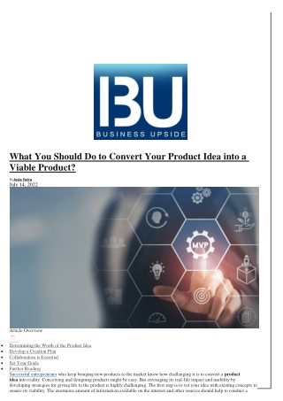 What You Should Do to Convert Your Product Idea into a Viable Product?