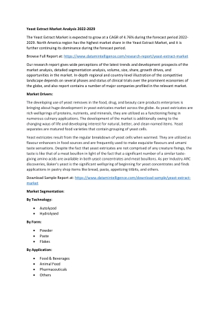 Yeast Extract Market Size Outlook Analysis 2022-2029