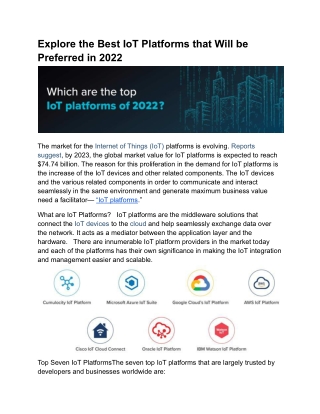 Explore the Best IoT Platforms that Will be Preferred in 2022